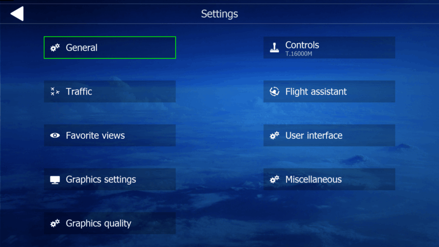 Aerofly FS 4 Global - Menu
